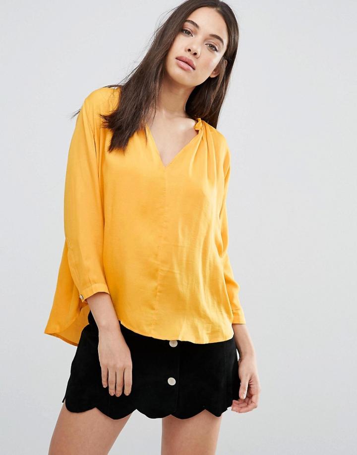 D.ra Lucienne Collarless Blouse - Yellow