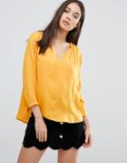 D.ra Lucienne Collarless Blouse - Yellow