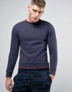 Brave Soul Contrast Ribbed Sweat Sweater - Navy