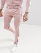 Gym King Skinny Poly Joggers In Pink With Side Stripe - Pink