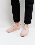 Asos Lace Up Sneakers In Pink Canvas With Chunky Sole - Pink