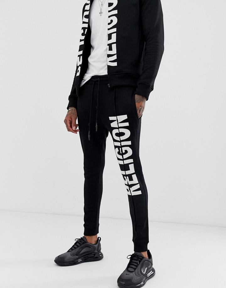 Religion Sweatpants With Logo Print In Black - Black