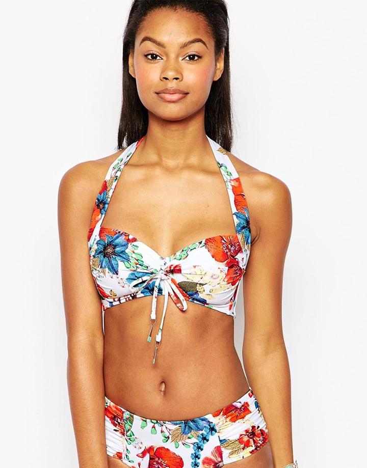 Seafolly Floral Halter Bikini Top - White