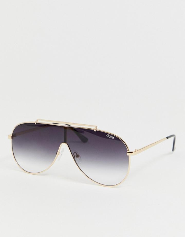 Quay Australia X J Lo Dinero Aviator Sunglasses In Black - Black
