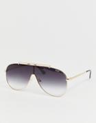 Quay Australia X J Lo Dinero Aviator Sunglasses In Black - Black