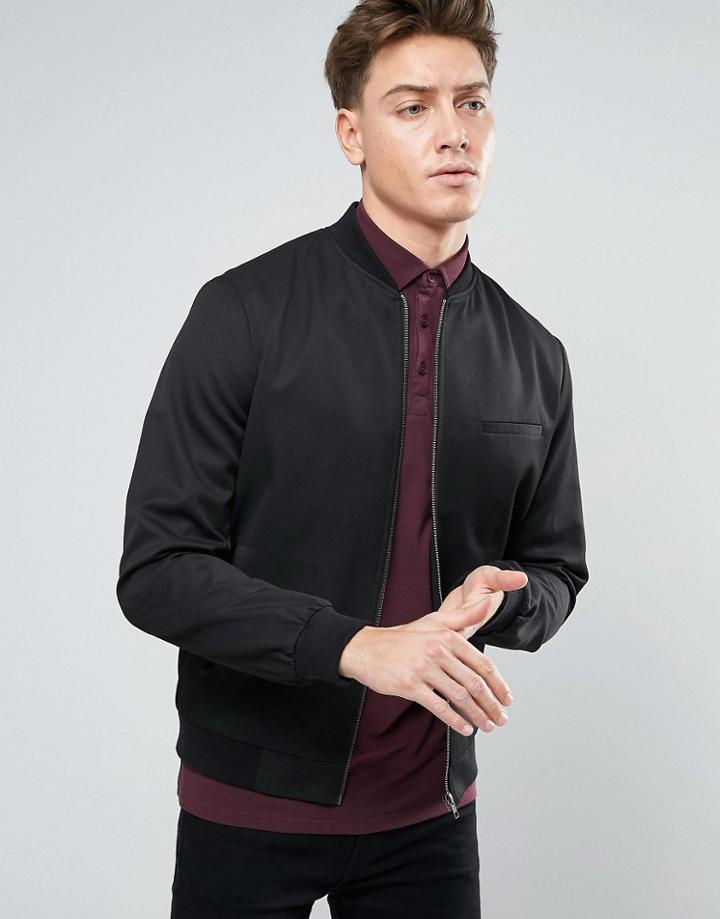 New Look Smart Bomber Jacket In Black - Black