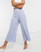 Asos Design Mix & Match Lounge Ribbed Culotte In Blue-grey
