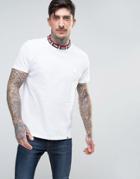 Pretty Green Plecteom T-shirt Jacquard Knit Neck In White - White