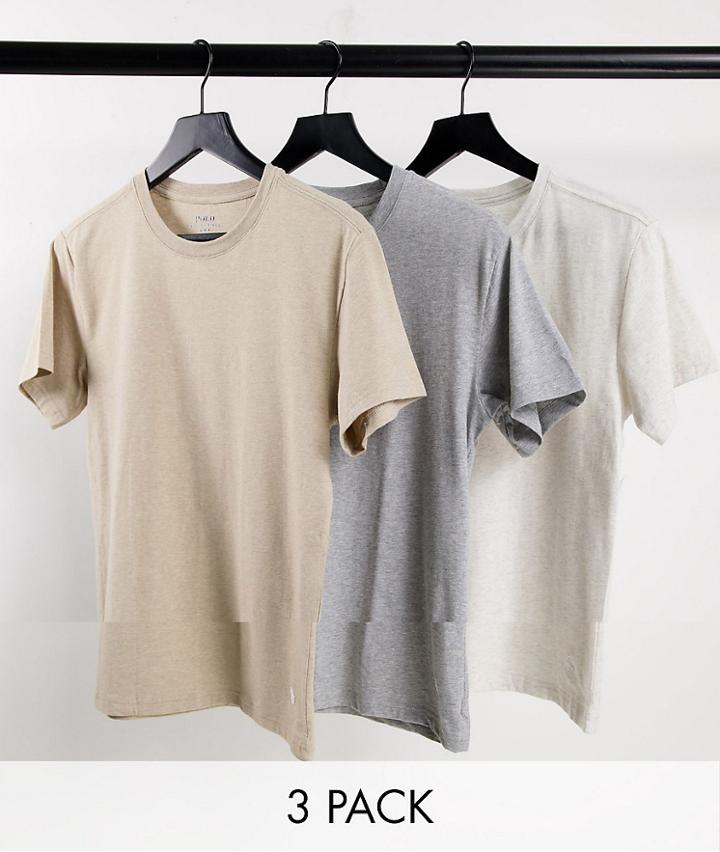 Polo Ralph Lauren 3 Pack Classic Fit T-shirt With Pony Logo In Cream/beige-neutral