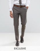 Noak Skinny Suit Pants In Linen Nepp - Brown