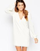 Asos Shift Dress With V Front And Bell Sleeves - Chartreuse $18.00
