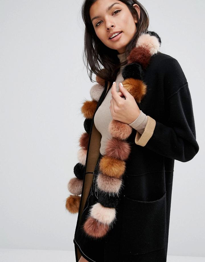 Urbancode Faux Fur Pom Long Scarf - Multi