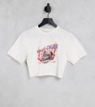 Reclaimed Vintage Inspired Shrunken Crop T Shirt With Car Print In Ecru-white