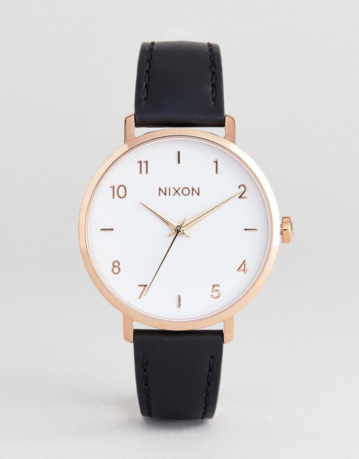 Nixon A1091 Arrow Leather Watch In Black 38mm - Black
