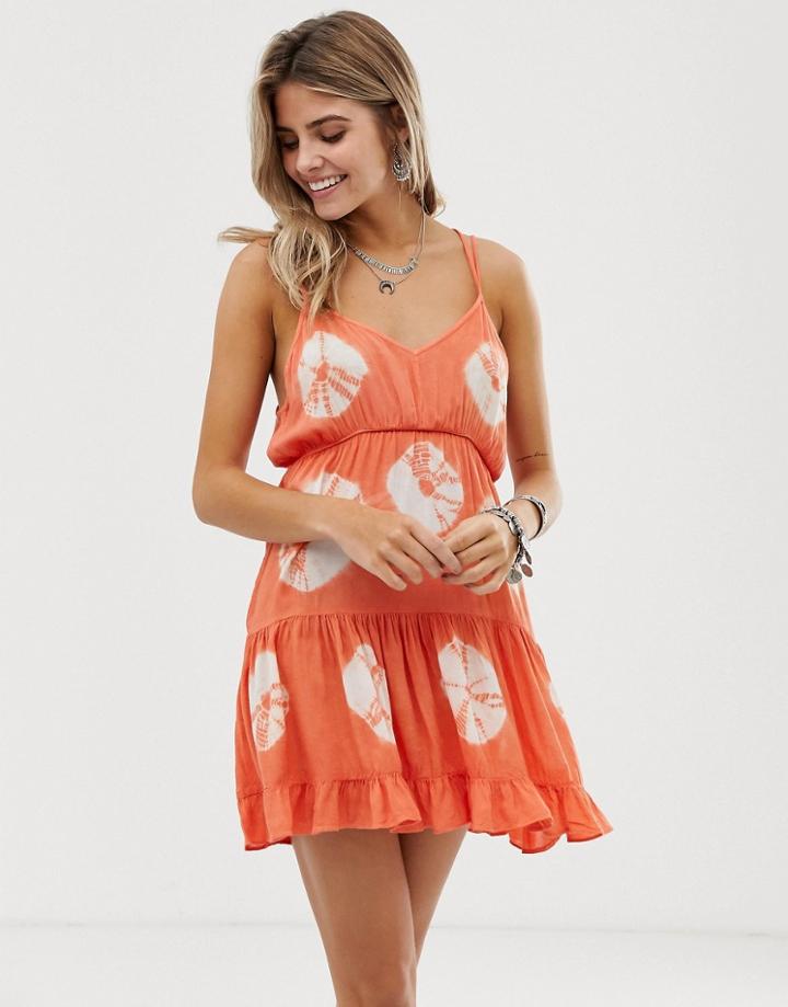 En Creme Tie Dye Smock Dress - Orange
