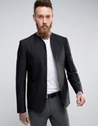 Hart Hollywood Slim Shirt Collar Jacket In Texture - Black