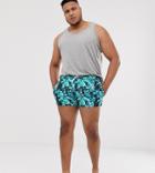 Asos Design Plus Swim Shorts In Navy Tie Dye Super Short Length