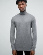 Pull & Bear Roll Neck Sweater In Gray - Gray