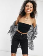 Asos Design Organic Cotton Blend Denim '90's' Longline Shorts In Washed Black