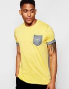 Firetrap Burnout Crew Neck T-shirt With Pocket And Roll Sleeves - Brown