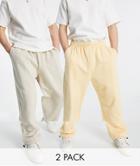 Asos Design Organic Super Oversized Sweatpants With Toggle Hem In Oatmeal Heather/pastel Orange 2 Pack-multi