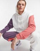 Asos Actual Set Oversized Hoodie With Logo Embroidery In White Color Block-grey