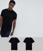 Asos Design T-shirt With Crew Neck 2 Pack Multipack Saving - Black