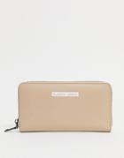 Claudia Canova Logo Zip Purse Wallet In Taupe-neutral