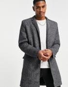 Only & Sons Smart Jersey Overcoat In Gray-grey