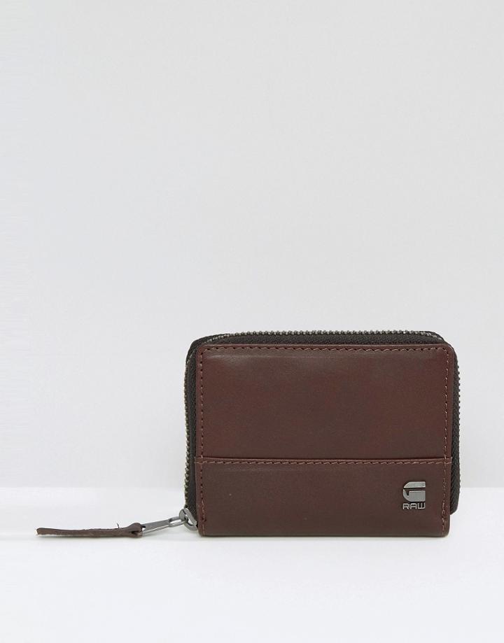 G-star Daber Leather Zip Wallet - Brown