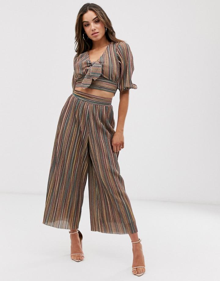 Club L London Stripe Plisse Culotte - Multi