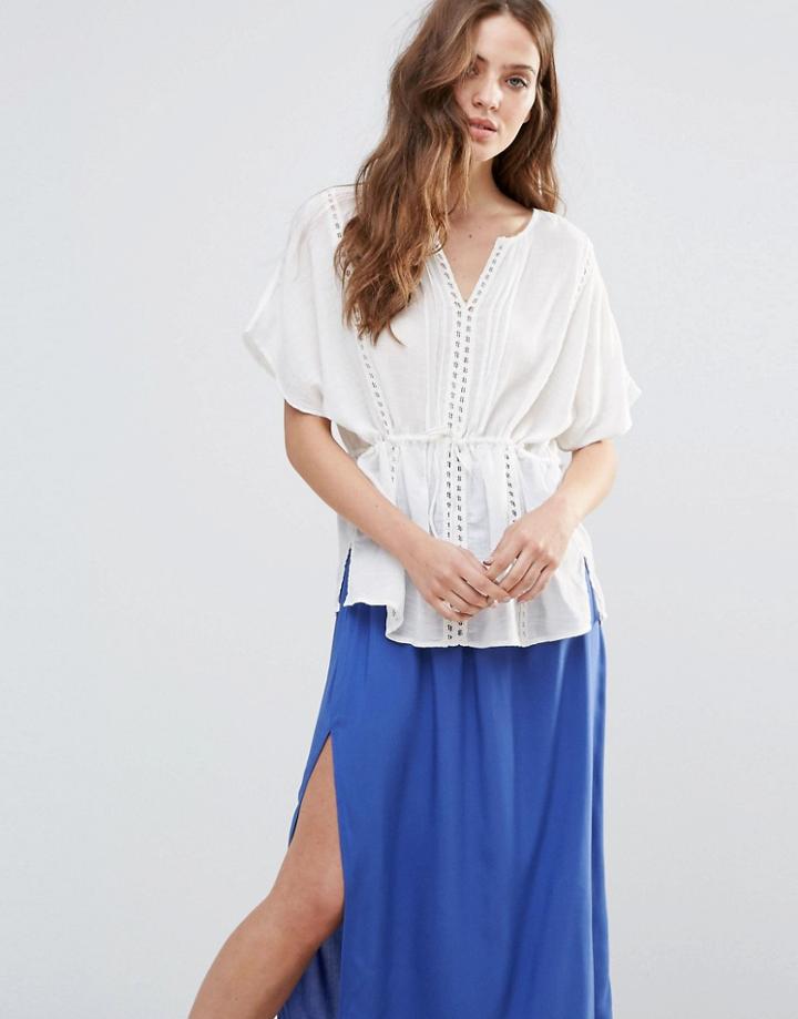 Vero Moda Liana Drawstring Waist Top - White