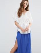 Vero Moda Liana Drawstring Waist Top - White