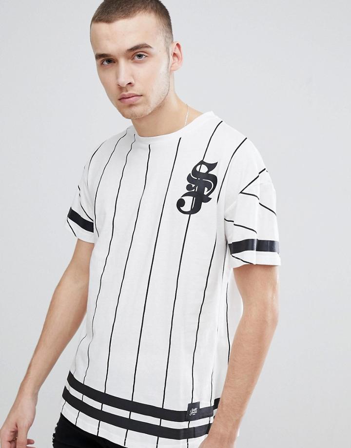Sixth June T-shirt In White Stripe - White