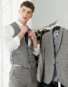 Twisted Tailor Pudwill Suit Vest In Beige And Navy Micro Check-multi