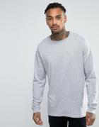 Asos Oversized Long Sleeve T-shirt In Gray - Gray