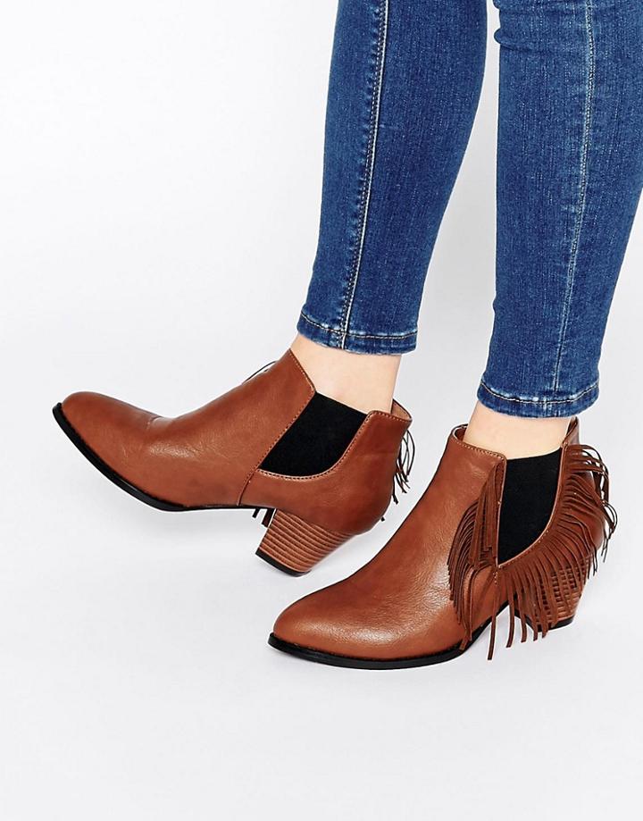Park Lane Tassel Ankle Boots - Tan