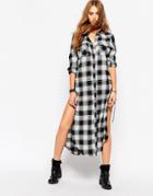 Blank Nyc Checked Shirt Dress With Side Lace Up Detail - Multi