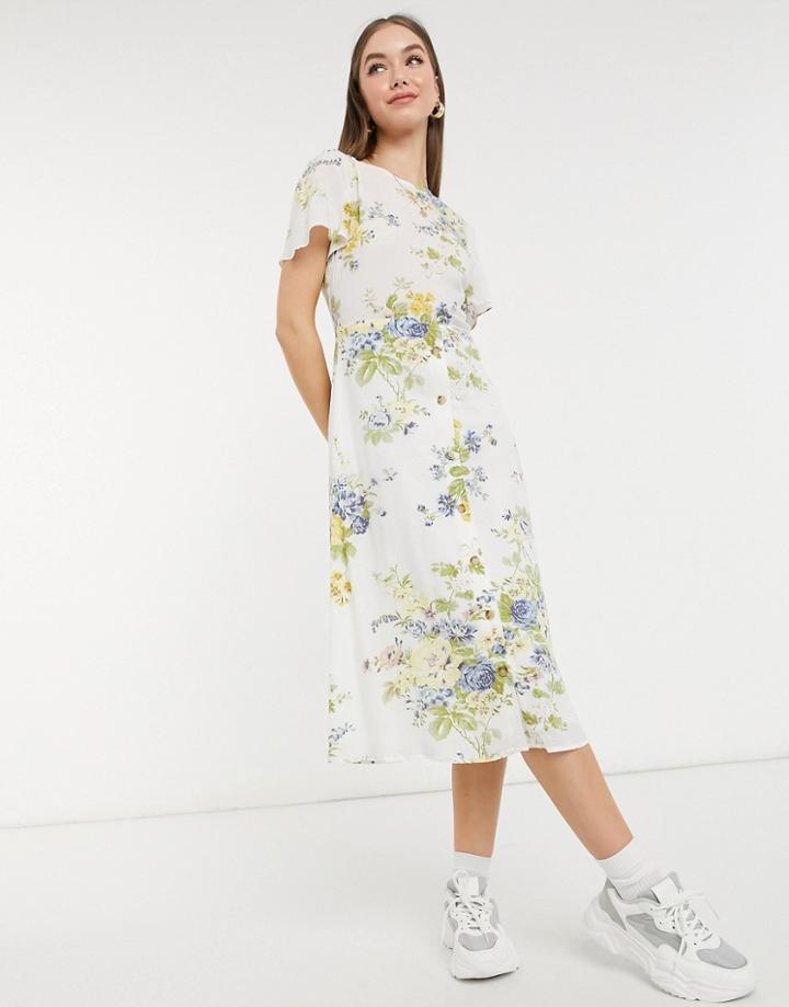 Warehouse Bonnie Rose Linen Wrap Dress In Multi