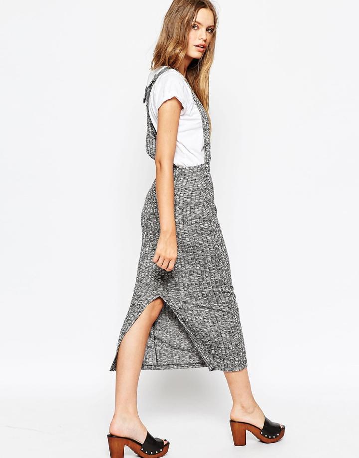 Asos Pinafore Maxi Dress In Space Dye - Gray