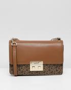 Dkny Logo Flap Shoulder Bag In Mocha - Brown