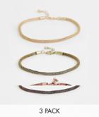 Asos Design 3 Pack Mesh Chain Bracelets In Gold Tone - Gold