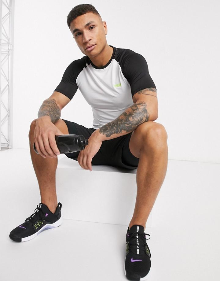 Asos 4505 Muscle Training T-shirt With Contrast Raglan-white