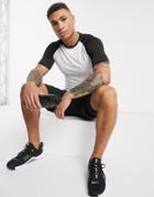 Asos 4505 Muscle Training T-shirt With Contrast Raglan-white