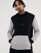 Asos Design Hoodie With Contrast Sleeves And Pocket In Gray - Black