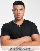 Asos Design Organic Cotton Blend T-shirt With V Neck In Black