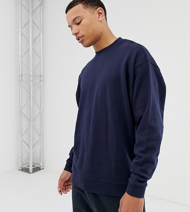 Asos Design Tall Oversized Sweatshirt In Navy - Navy