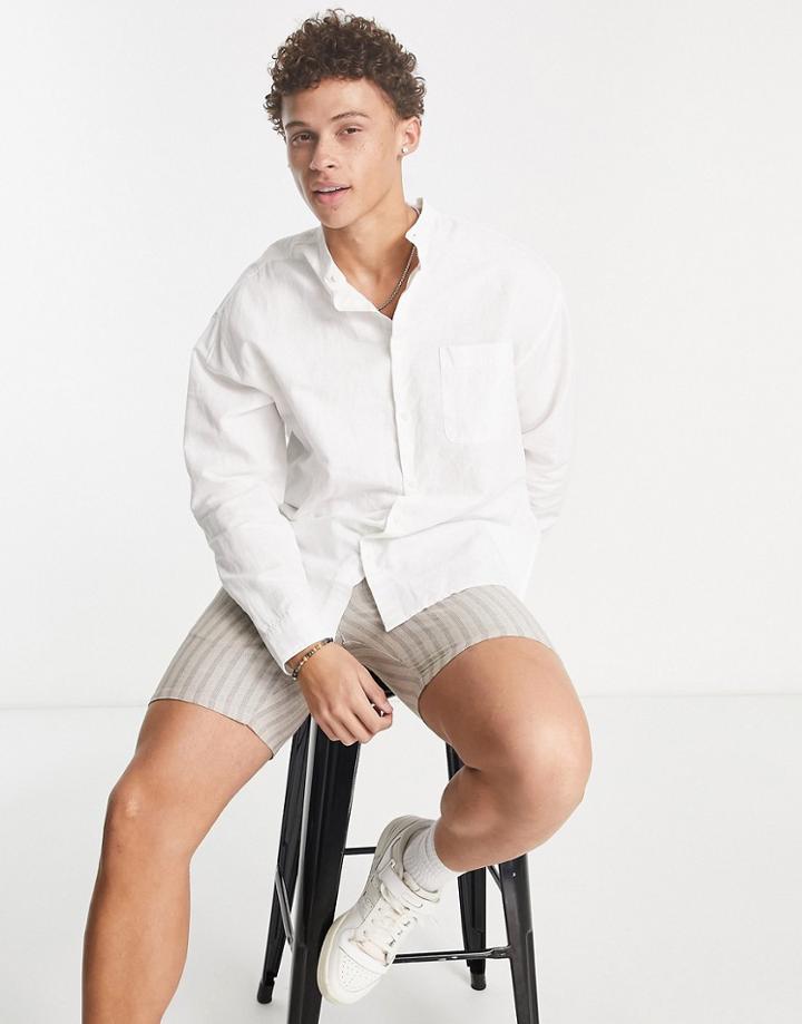 Asos Design 90s Oversized Linen Shirt In White