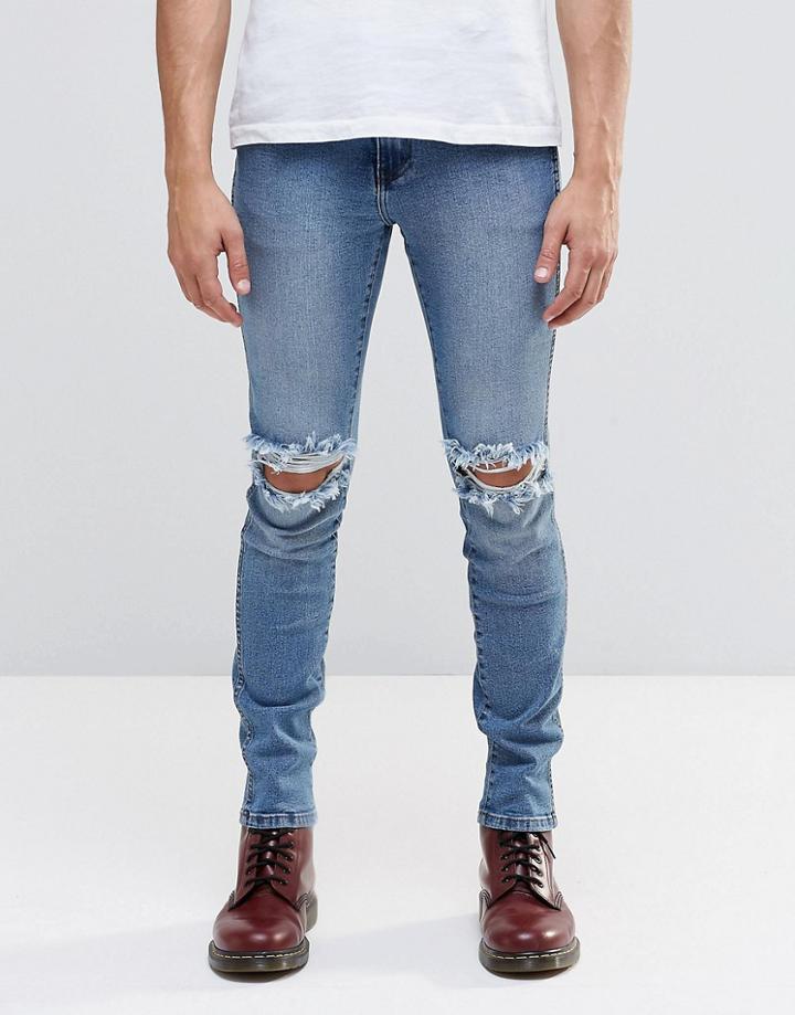 Dr Denim Jeans Snap Skinny Fit Light Stone Destroyed Wash - Snap G45