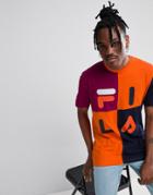 Fila Black Line T-shirt With Grid Logo In Orange - Orange